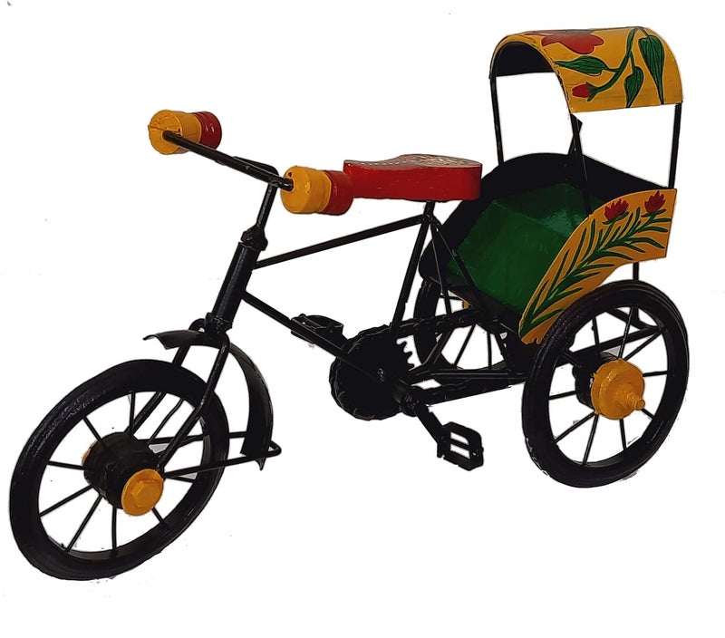 Paartha Saarthi Paartha Saarthi Handicrafted Wooden Antique Classic Retro and Wrought Iron Model Miniature Bicycle FigurineCycleRickshaw Showpiece TableHomeOffice Decor Multicolour 126 x 472 x 866 In  - Image 4