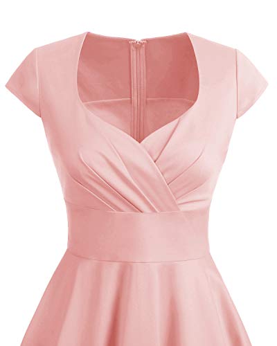 Bbonlinedress Womens Pink 1950s Valentines Cocktail Dresses 50s 60s Vintage Bridesmaid Retro Wedding Party Dress Blush L - Image 4