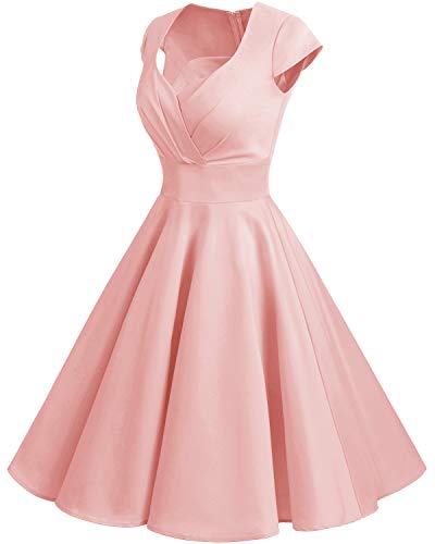 Bbonlinedress Womens Pink 1950s Valentines Cocktail Dresses 50s 60s Vintage Bridesmaid Retro Wedding Party Dress Blush L - Image 2