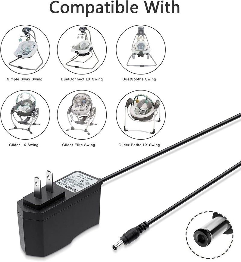 Boda سلك طاقة مهد الطفل بوادا 5 فولت محول متوافق مع أرجوحات غراكو سوي سوي غلايدر LX غلايدر بريمير غلايدر بيتي LX سويت بيس دويت سوت دويت كونكت LX سويت سنجل كومفي كوف DLX - Image 2