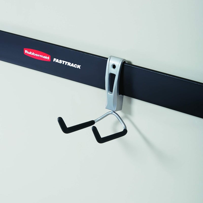 Rubbermaid Rubbermaid FastTrack Wall Mounted Garage Storage Utility Multi Hook for Tools Chairs Hose Equipment and Other Items Supports 25 Lbs Each 6 Pack  - Image 4