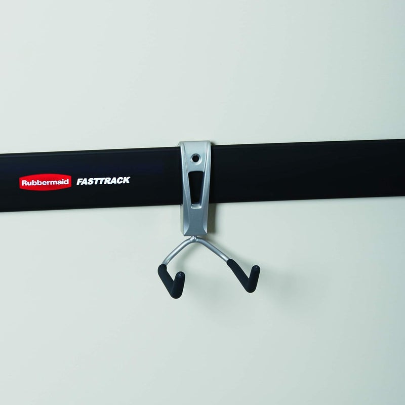 Rubbermaid Rubbermaid FastTrack Wall Mounted Garage Storage Utility Multi Hook for Tools Chairs Hose Equipment and Other Items Supports 25 Lbs Each 6 Pack  - Image 5