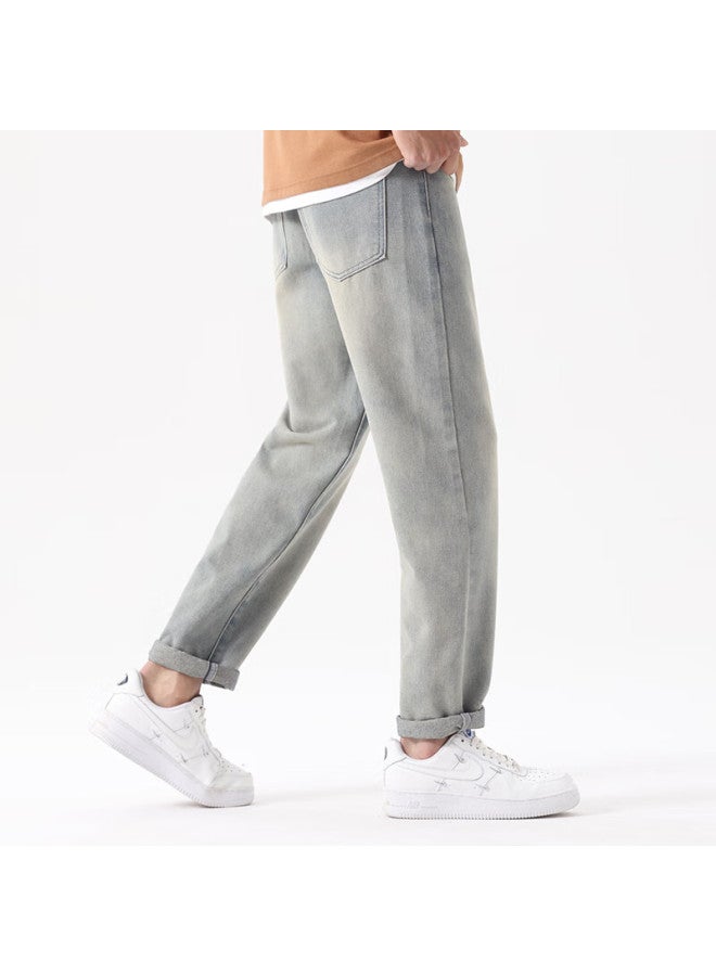 Geniolamode Men's Jeans, Spring And Autumn Trendy Casual American Retro Loose Versatile Draping Straight-leg Trousers, Dark Gray, Size 31 - Image 2