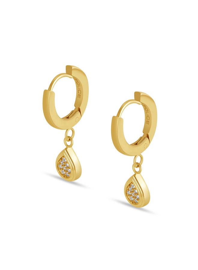 POLICE Dropelle Yellow Gold Plated Stainless Steel Drop Earrings for Women - Image 2