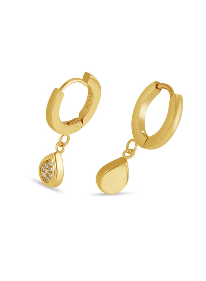 POLICE Dropelle Yellow Gold Plated Stainless Steel Drop Earrings for Women - Image 3