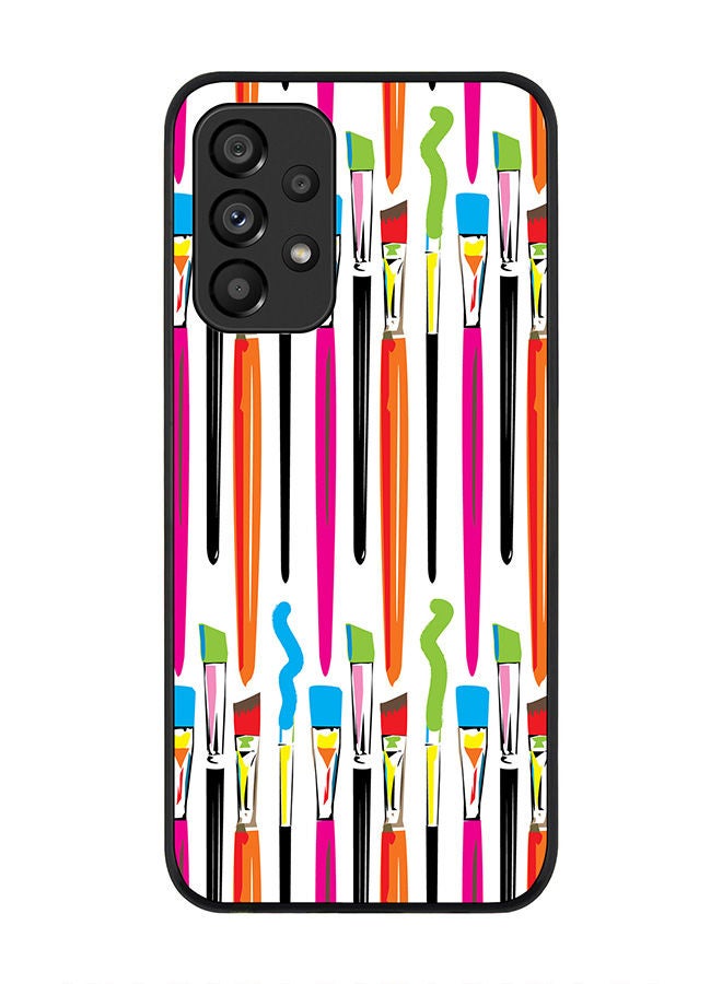 Stylizedd Rugged Black edge case for Samsung Galaxy A33 5G Slim fit Soft Case Flexible Rubber Edges Anti Drop TPU Gel Thin Cover - Paint Brush - Image 1