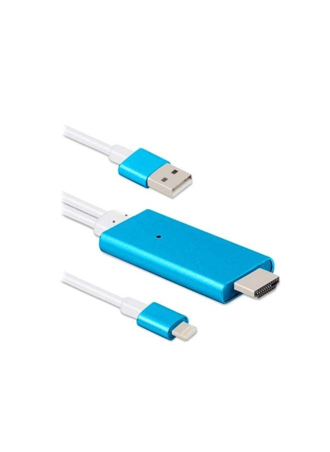 NIBEMINENT - Lightning To HDMI Adapter Cable Blue/White - Image 1