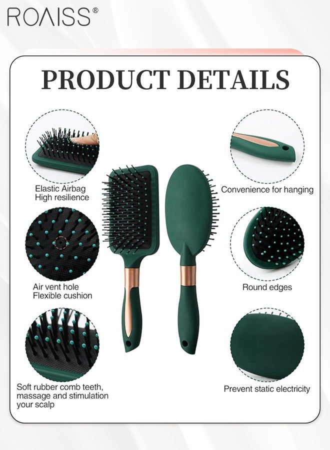 رويس 6 قطع فرشاة شعر مستديرة، مشط تدليك بيضاوي مضاد للكهرباء الساكنة، فرشاة شعر ناعمة ذات مقبض طويل للتهوية، تقلل من تساقط الشعر مناسبة لجميع أنواع الشعر للرجال والنساء - Image 3