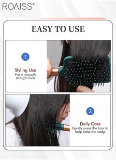 roaiss 6 PCS Round Paddle Hairbrush, Anti-static Massage Oval Air Cushion Comb, Smooth Hair Ventilation Long Handle Hairbrush, Reduce Hair Loss Suitable for All Hair Types Men and Women  - Image 5