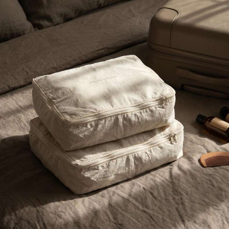 Pan Home Santiago Crinkle 2-Piece Set Travel Organiser 38x28x10cm - Natural - 262PSF9900055 - Image 1