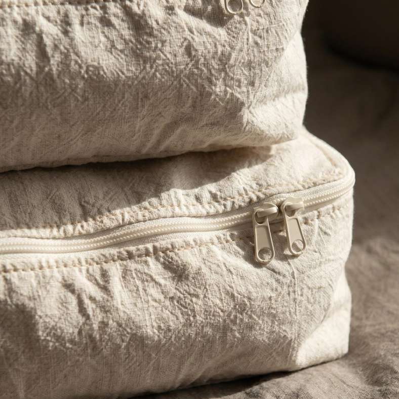 Pan Home Santiago Crinkle 2-Piece Set Travel Organiser 38x28x10cm - Natural - 262PSF9900055 - Image 2