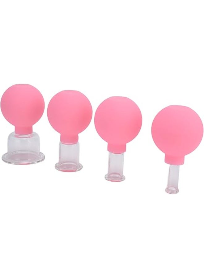 Professional 4-Piece Glass & Silicone Cupping Therapy Set - Vacuum Suction Cups Kit for Face, Leg, Arm, Back & Shoulder - Anti-Cellulite & Muscle Tension Relief Therapy - Image 3