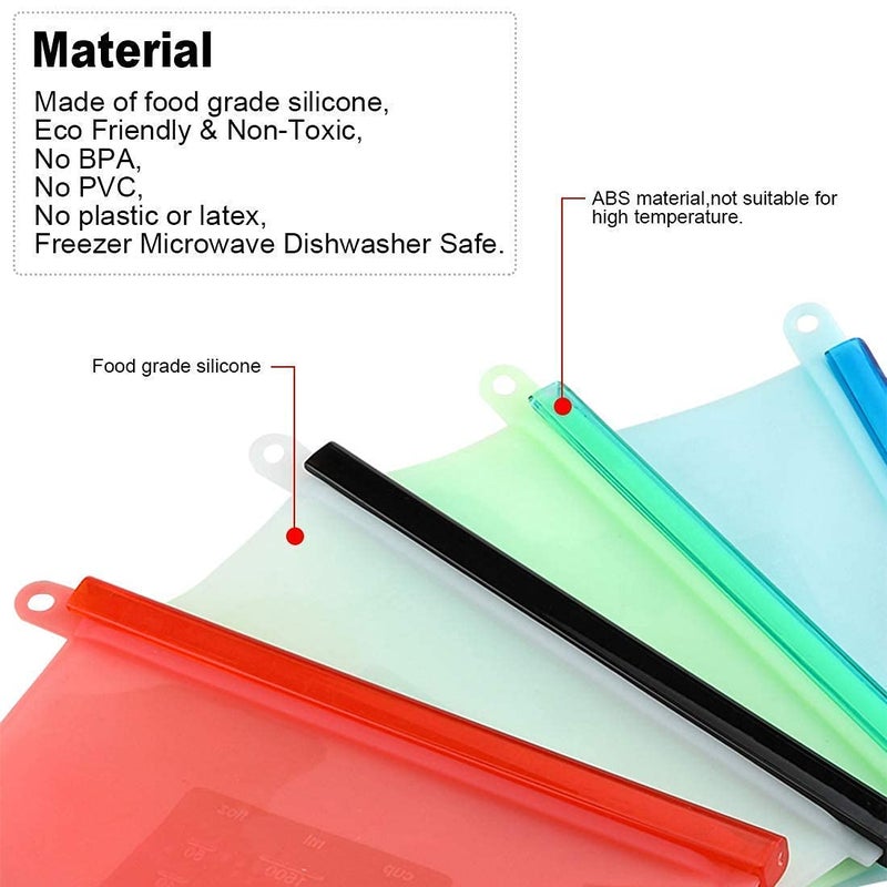 Honexa Silicone Reusable Food Storage Bag EcoFriendly Food Wraps Airtight Seal Food Preservation Leak proof Zip lock Bags for Food for Fridge and Microwave 1000 ml 3PCS - Image 5