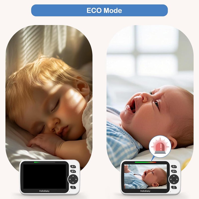 HELLO BABY HelloBaby Monitor with 29Hour Battery Life and 5" IPS Screen, No WiFi, Video Baby Monitor with Camera and Audio 1000ft Long Rang Auto Night Vision 2 Way Audio Temperature VOX Mode for Baby Pet Eldly - Image 3