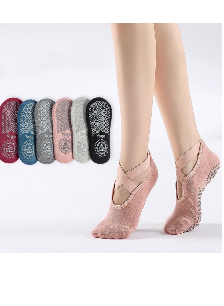 اسم المحتوى ناريلا عبر الفرقة تيري الجوارب اليوغا سميكة غير قابلة للانزلاق الاستغناء الرياضية بيلاتيس الرقص الجوارب (6 أزواج) - Image 2