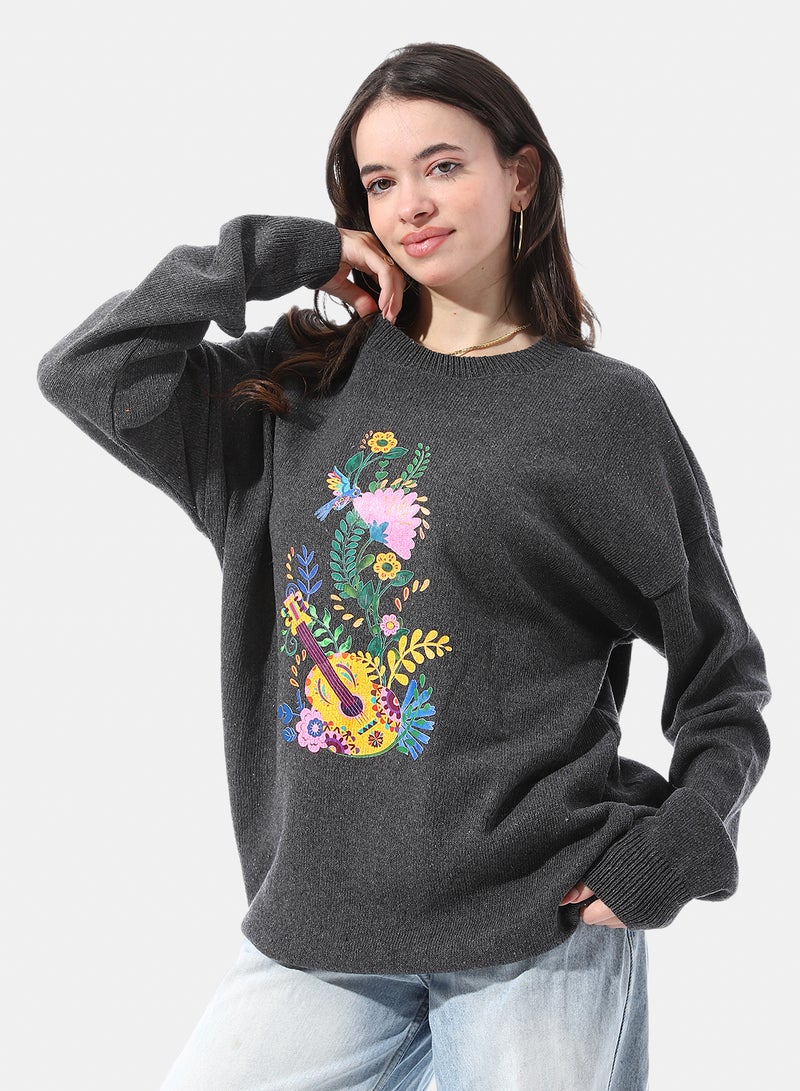 Andora Round Neck Pullover With Ribbed Neck & Cuffs - Image 1
