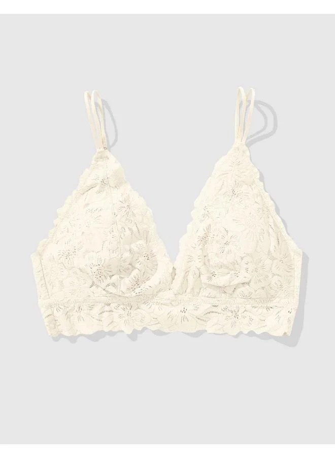 Aerie Show Off Rosey Lace Padded Plunge Bralette