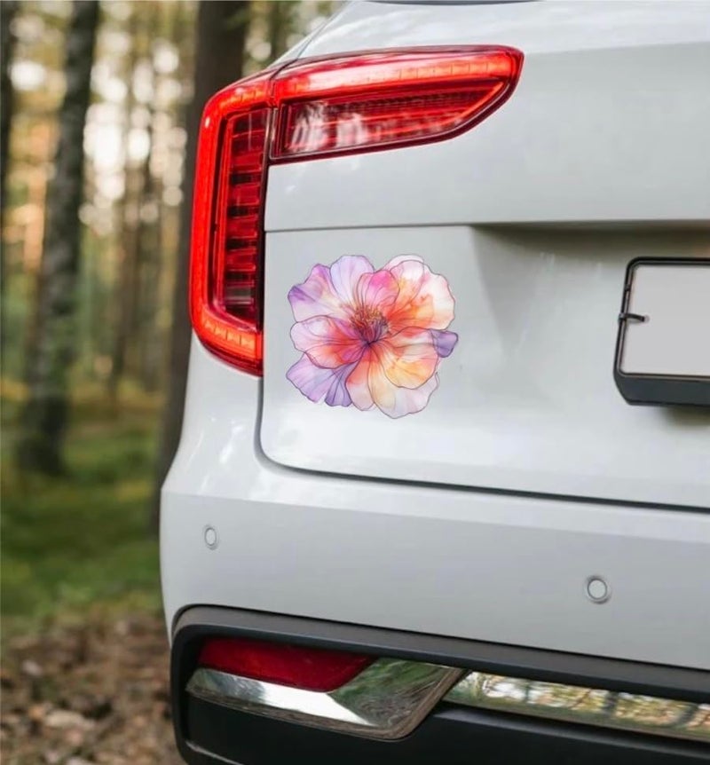 MAKTEM Pink Camelia Flower Car Decal, Holographic Waterproof Removable Auto Decoration, Outdoor Decal for Car Vehicle Truck Window Laptop, 4.5x4.5inch, 1PC (One Pink) - Image 3