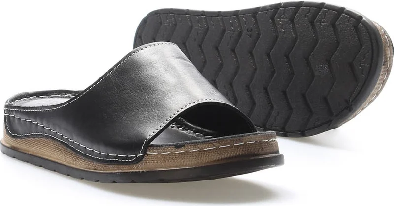 Fast Step Leather Women's Wedge Heel Slippers 972ZA309