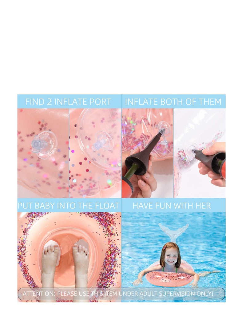 SYOSI Baby Swimming Float Ring, Baby Inflatable Mermaid Pool Floatie Baby Water Float Infant Swim Pool Rings for 6 Months to 6 Years Age Kids with Sequins,Bathtub Toys Pool Accessories for Kids Toddlers. - Image 2