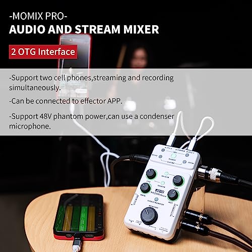 JOYO Audio Mixer USB Audio Interface Stereo XLR+48V Phantom Power Mixer for Live Streaming Recording Podcasting Plug & Play (MOMIX PRO) - Image 2