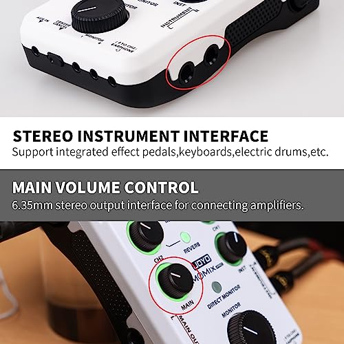JOYO Audio Mixer USB Audio Interface Stereo XLR+48V Phantom Power Mixer for Live Streaming Recording Podcasting Plug & Play (MOMIX PRO) - Image 4
