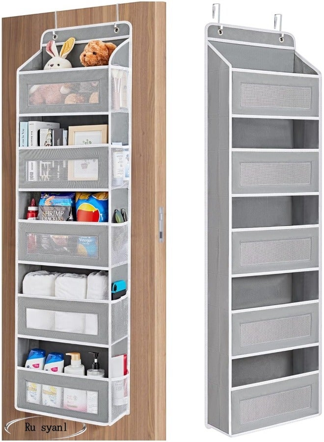 Ru syanl Over The Door Organizer Storage - 5 Shelf Hanging Door Organizer with 5 Large Capacity Pockets Anti Tilt 20kg Load Behind Door Storage for Bedroom Bathroom Pantry Nursery - Image 1