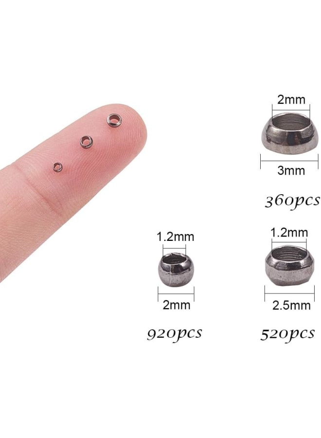 النخبة حوالي 1800 قطعة 3 حجم 2 مللي متر/2.5 مللي متر/3 مللي متر جونميتال النحاس تجعيد الخرز لصنع المجوهرات ، ثقب 1.2-2 مللي متر - Image 2