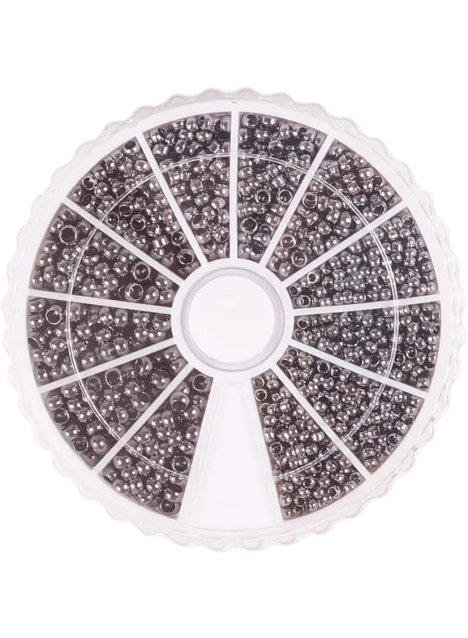 النخبة حوالي 1800 قطعة 3 حجم 2 مللي متر/2.5 مللي متر/3 مللي متر جونميتال النحاس تجعيد الخرز لصنع المجوهرات ، ثقب 1.2-2 مللي متر - Image 1