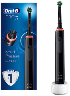 Oral-B Oral-B Pro 3 Electric Toothbrush with Smart Pressure Sensor, Cross Action Toothbrush Head, 3000 Black  - Image 1