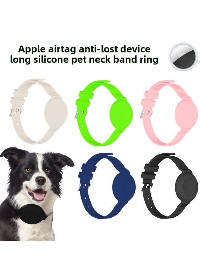 Generic - For Apple For Apple Airtag Tracker Long Silicone Pet Neck Strap Neck Anti-loss Device Simple Pure Color Band-Color:Creamy-white-Applicable Model:Q92 - Image 1