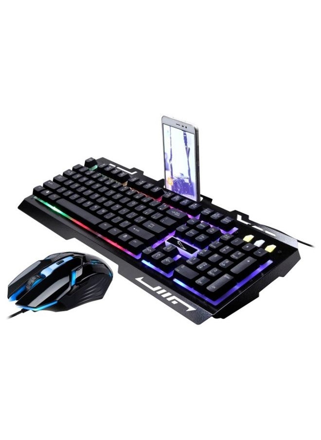 Chasing Leopard G700 USB RGB Backlight Wired Optical Gaming Mouse and Keyboard Set, Keyboard Cable Length: 1.35m, Mouse Cable Length: 1.3m(Black)