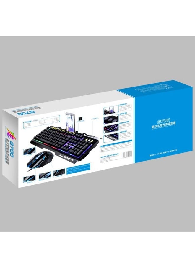 Chasing Leopard G700 USB RGB Backlight Wired Optical Gaming Mouse and Keyboard Set, Keyboard Cable Length: 1.35m, Mouse Cable Length: 1.3m(Black)