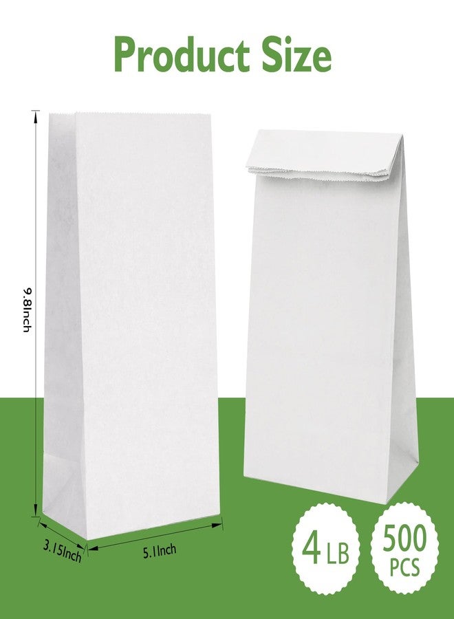 Homrelaxy 500 Pcs 4LB Paper Lunch Bags, 5.1x3.2x9.8 Inch Kraft Paper Bags, White Paper Bag for Snacks, Sandwiches, Crafts, Gift Bags(White) - Image 2