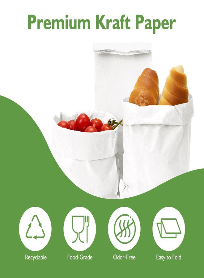 Homrelaxy 500 Pcs 4LB Paper Lunch Bags, 5.1x3.2x9.8 Inch Kraft Paper Bags, White Paper Bag for Snacks, Sandwiches, Crafts, Gift Bags(White) - Image 3