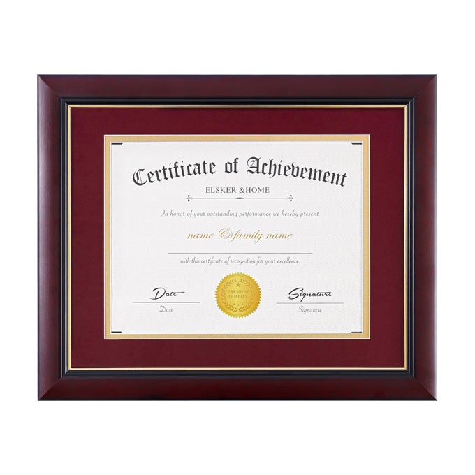 ELSKERHOME 85X11 CERTIFICATE FRAME SOLID WOOD WIDE MOLDING LUXURY RED VELVET MAT SEMITEMPERED GLASS 85X11 INCH WITH MAT 11X14 INCH WITHOUT MAT VELVET MATRED