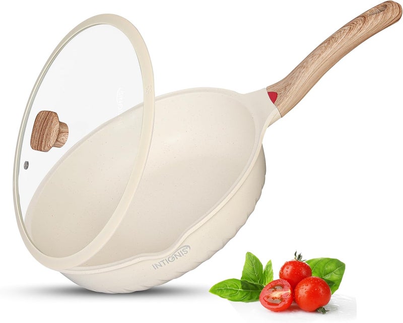 INTIGNIS NTIGNIS® Premium 28 cm Deep Frying Pan with Lid | Anti-Scratch | Induction Compatible | Non-Stick Interior | Heat Resistant Handle | Perfect for Everyday Cooking - Image 1