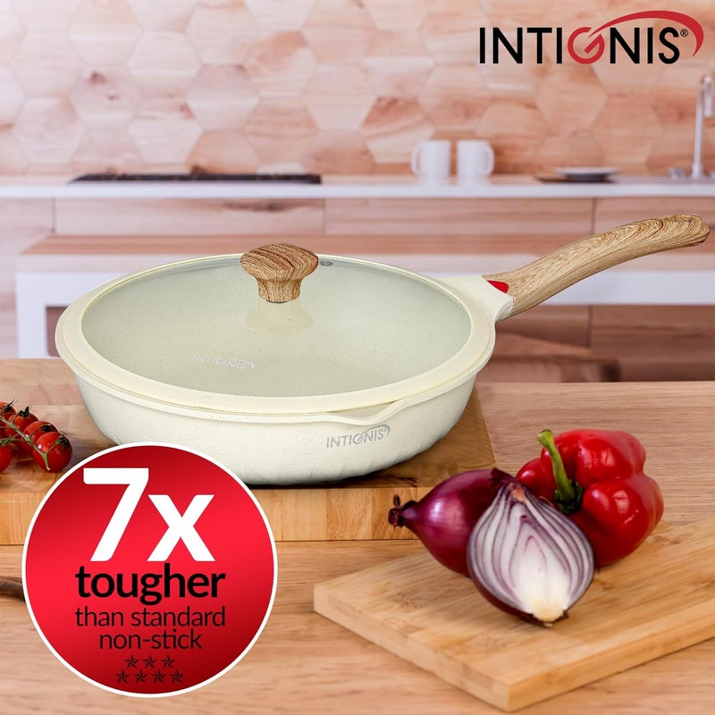 INTIGNIS NTIGNIS® Premium 28 cm Deep Frying Pan with Lid | Anti-Scratch | Induction Compatible | Non-Stick Interior | Heat Resistant Handle | Perfect for Everyday Cooking - Image 5