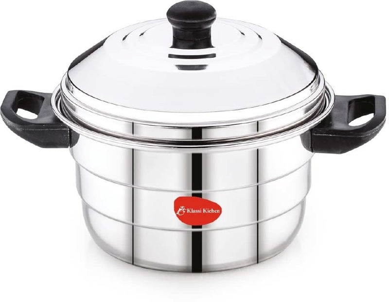 KLASSI KICHEN Idli Maker Stainless Steel - Idli Cooker with 3 Plates for idly, 1 plate for mini idly & 1 plate steamer| Idli maker induction base & Gas Stove Compatible (21 Idlies & 20 mini idlies) - Image 3