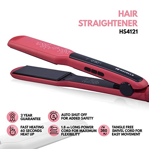 Havells Wide Plate Hair Straightener - HS4121 (Red_Free Size) - Image 3