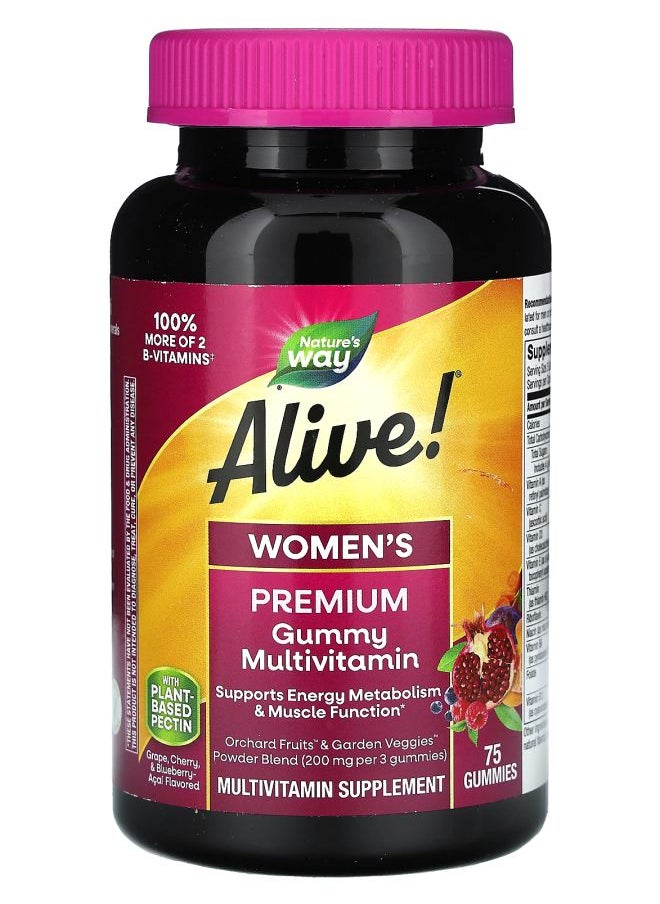 Nature's - Alive! Women's Premium Gummy Multivitamin Grape Cherry & Blueberry Acai 75 Gummies - Image 1