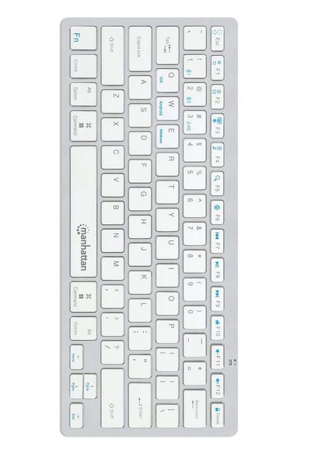 Manhattan Ultra Slim Dual-Mode Wireless Keyboard - 180566 - Silver / White