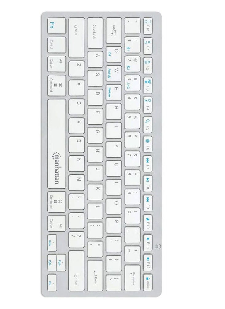Manhattan - Manhattan Ultra Slim Dual-Mode Wireless Keyboard - 180566 - Silver / White - Image 1