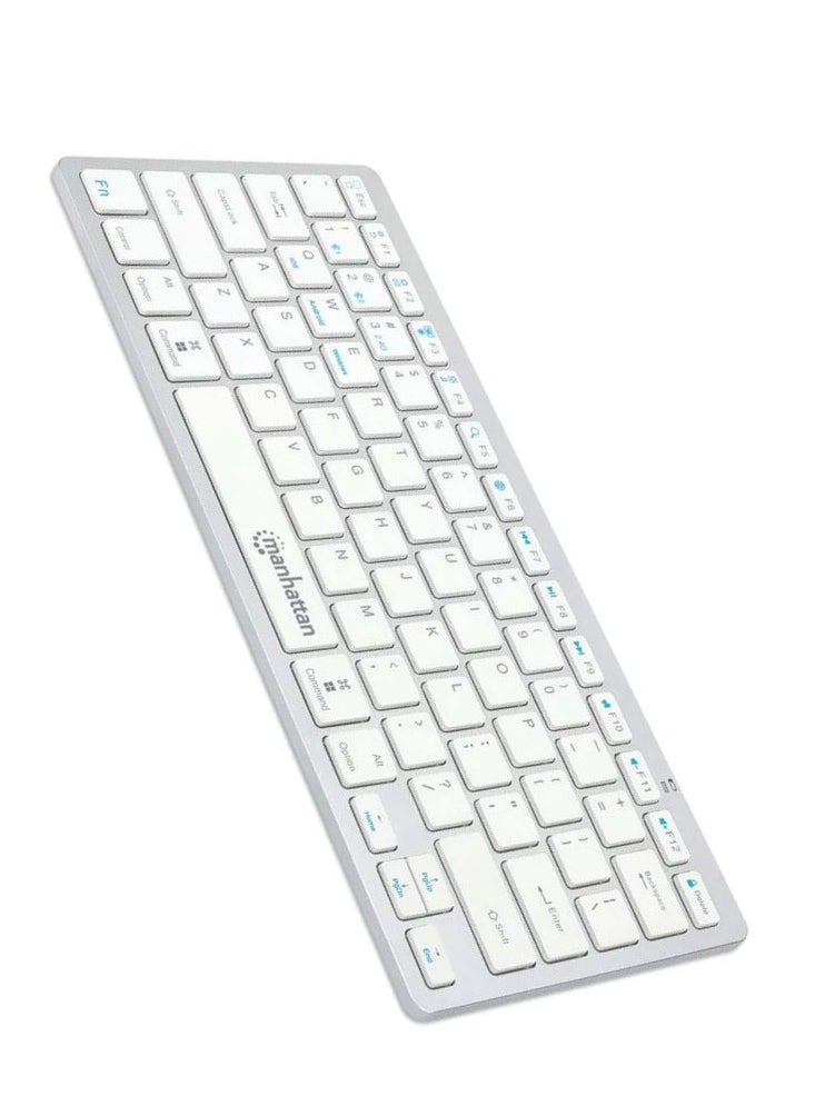 Manhattan - Manhattan Ultra Slim Dual-Mode Wireless Keyboard - 180566 - Silver / White - Image 1
