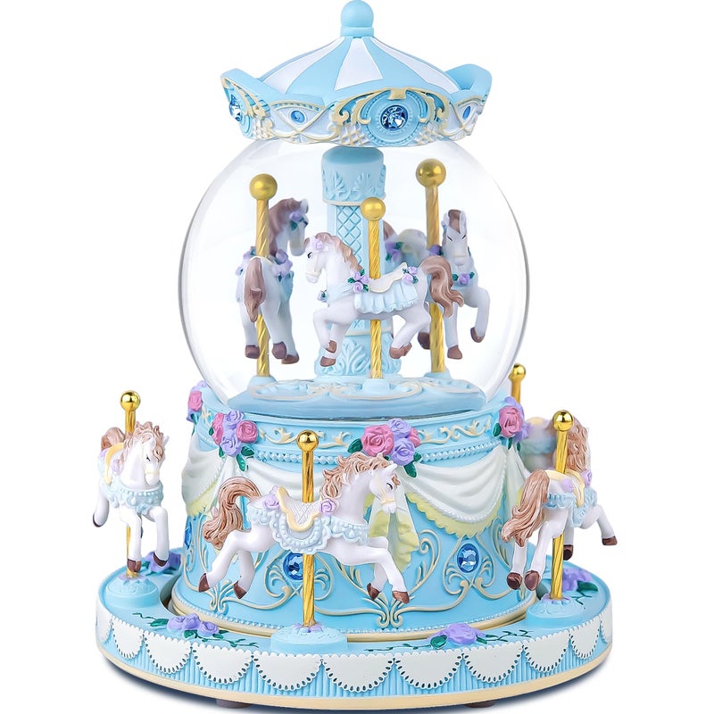 MrWinder Carousel Music BoxHorse Snow GlobeHandPainted Musical BoxesColor LightGift for Girls Women Kids Sister Daughter Granddaughter Grandma for Birthday Anniversary Valentine Christmas
