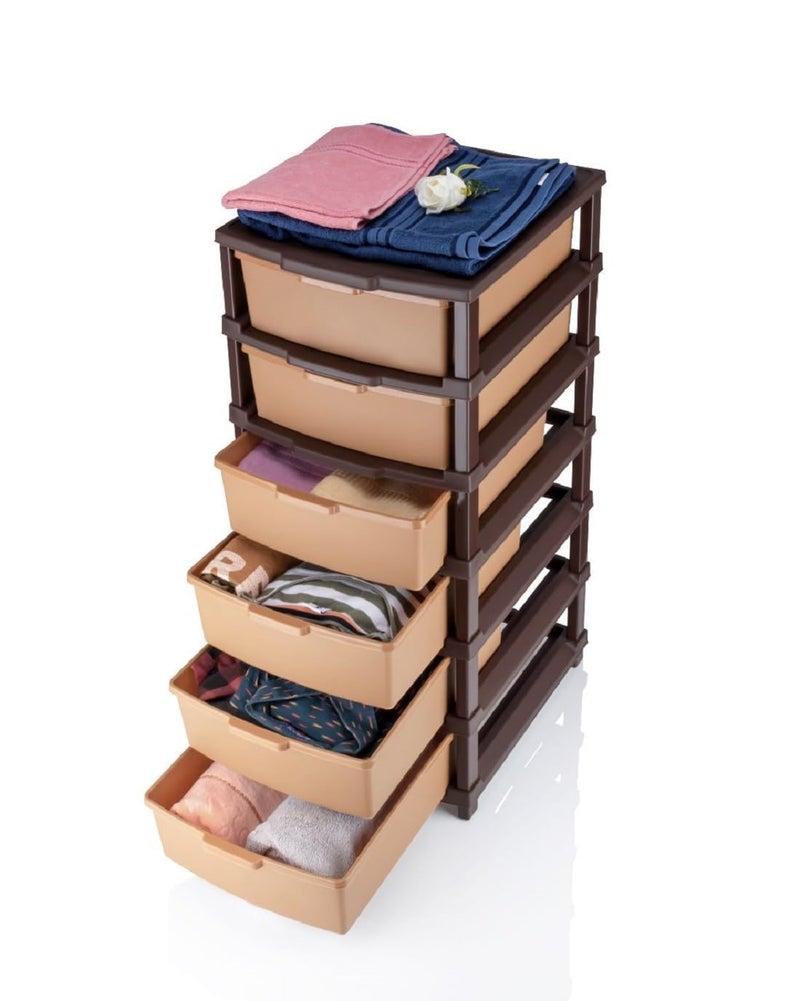 Primelife Drawer Multipurpose Drawer Plastic Modular Chest Storage Organizer Home Office Parlor School Doctors Home and Kids 6XL Brown - Image 3
