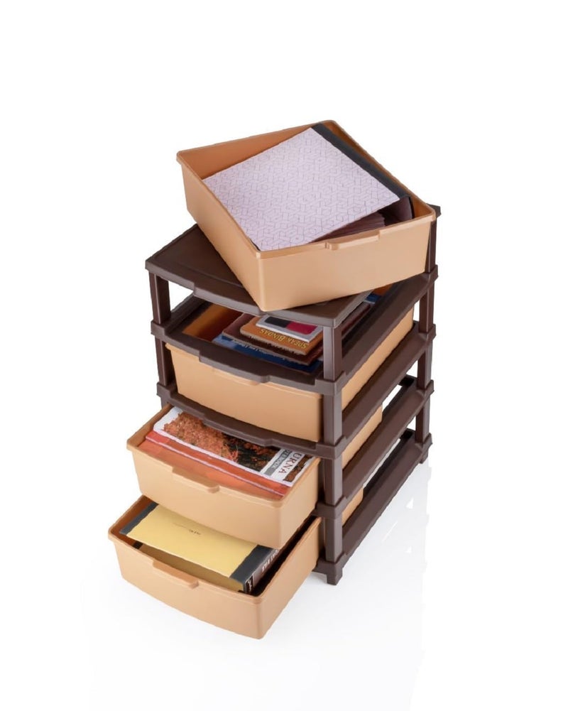 Primelife Drawer Multipurpose Drawer Plastic Modular Chest Storage Organizer Home Office Parlor School Doctors Home and Kids 6XL Brown - Image 5