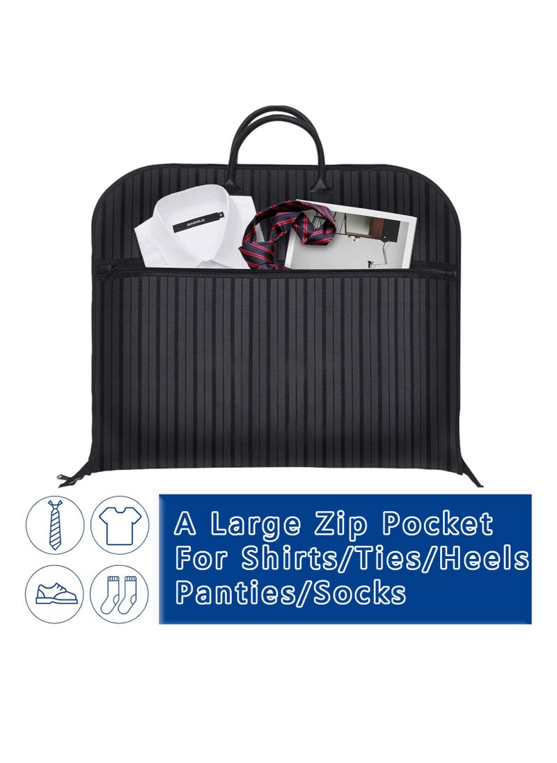 SYOSI - Suit Garment Bag 100x60 cm Clothes Carrier Folding Hanging Cover Bags for Travel and Storage Suit Jacket Dress Coat Men WomenOxford Fabric Black - Image 1