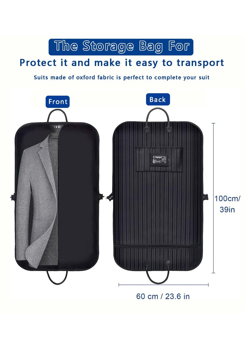 SYOSI - Suit Garment Bag 100x60 cm Clothes Carrier Folding Hanging Cover Bags for Travel and Storage Suit Jacket Dress Coat Men WomenOxford Fabric Black - Image 1