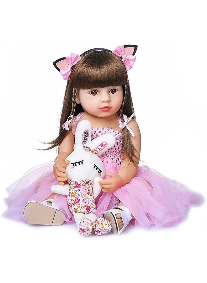 Beauenty Reborn Baby Doll 22 inch Realistic Newborn Baby Dolls - Lifelike Weighted with Soft Silicone Doll Girls with Plush Toy & Doll Clothes for Age 3+ (C) - Image 3